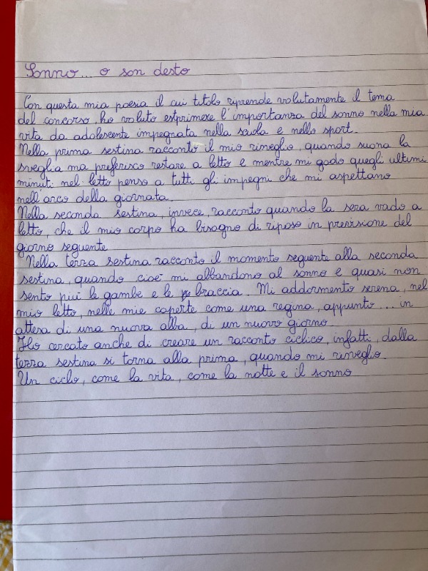 17. “Sonno o… son desto? (Voglio dormire!)” di Matilde Tabarrani - Classe 2^ G
